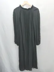 ◇ ⊂ ZARA ザラ プリーツ 長袖 ロング丈 ワンピース サイズUSA XS ブラック レディース E  【1503050045858】