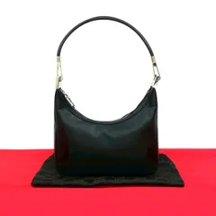 極 美品 保存袋付 GUCCI グッチ ロゴ 金具 レザー 本革 ワン セミ ショルダーバッグ ホーボーバッグ ハンドバッグ ブラック 43443