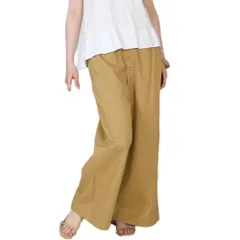 ワイドパンツ 綿100％ ツイル ゆったり ウエストゴム レディース select] M ～ [cmy 4L