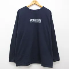 XL/古着 長袖 Tシャツ メンズ ウルバリン リバーシブル 大きいサイズ クルーネック 紺 ネイビー 25apr26 中古