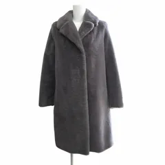 タグ付き ヘルノ HERNO 2024年-2025年秋冬 SOFT FAUX FUR COAT フェイクファーコート チェスターコート裏地総柄 グレー Mサイズ GC000461D 0713のサムネイル