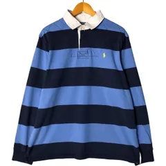 古着 ラルフローレン Ralph Lauren CUSTOM FIT ボーダー柄 長袖 ラガーシャツ メンズXL相当/eaa586583