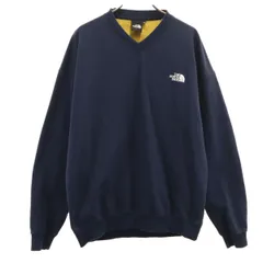 THE NORTH FACE ノースフェイス バックロゴ 長袖 スウェット Vネック トレーナー M ネイビー アウトドア NT62431R メンズ 古着