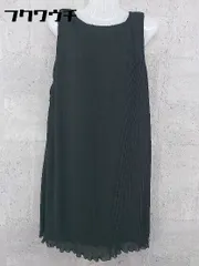 ◇ ef-de エフデ プリーツ加工 ノースリーブ 膝丈 ワンピース サイズ9 ブラック レディース  【1002801481148】