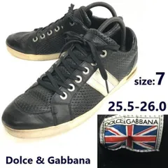 Dolce & Gabbana/ドルチェアンドガッパーナ★レザースニーカー【7/25.5-26.0/black/黒】ドルガバ/leather/sneakers/Shoes/trainers◆sG-171<sale>