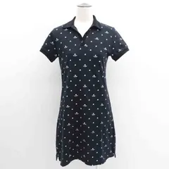 courreges / クレージュ ◆ワンピース/ポロシャツ/ロゴ総柄/ブラック/サイズ40 AGF28124W 【レディース/ガールズ/LADY/女性/婦人】 レディースファッション【中古】 