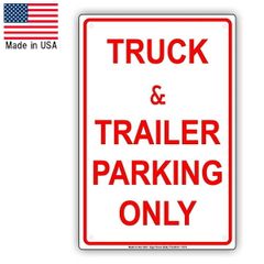 メタルサイン "TRUCK & TRAILER PARKING ONLY" トラックとトレーラー専用駐車場 縦30cm×横20cm アメリカ製