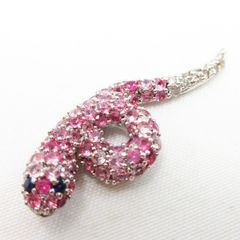 希少 美品 笠原真寿美 QVC スネーク ピンクサファイヤ シルバー ペンダントヘッド トップ 箱付き ★2880 LF0005-0604②