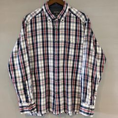 00's eddie bauer エディーバウアー チェックBDシャツ ボタンダウン ネルシャツ ボックス トリコロールカラー 赤 青 白 レッド ブルー ホワイト メンズ Lサイズ