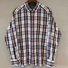 00's eddie bauer エディーバウアー チェックBDシャツ ボタンダウン ネルシャツ ボックス トリコロールカラー 赤 青 白 レッド ブルー ホワイト メンズ Lサイズ