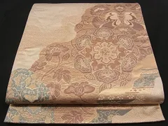 平和屋着物■六通柄袋帯　正倉院向い鳥道長花文　金糸　逸品　n-qw0237