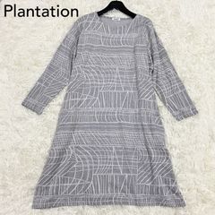 【Plantation】プランテーション　ワンピース　総柄　チュニック　グレー　ゆったりサイズ　綿100% Mサイズ