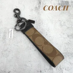 COACH コーチ キーホルダー キーリング シグネチャー PVC ブラウン×ブラック チャーム ブランド小物