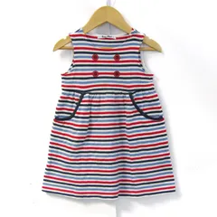 ファミリア ワンピース トップス ノースリーブ ボーダー柄 日本製 ベビー 女の子用 90サイズ ホワイト Familiar 【中古】