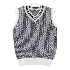 極美品メンズL☆and per se アンパスィ ベスト 総柄 ゴルフ 白 ロゴ