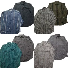 古着卸 まとめ売り ストライプ柄 長袖シャツ 8枚セット (メンズ XS /S /M ) デッドストック ダブルフラップ ボタンダウン 中古 古着 NC1849