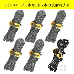テントロープ 【灰】 反射材入り 6本 每本長さ4ｍ アウトドア 自在金具のサムネイル
