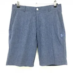 【美品】アンダーアーマー ハーフパンツ 杢ネイビー ロゴ刺しゅう ストレッチ メンズ LG/L/G ゴルフウェア UNDER ARMOUR