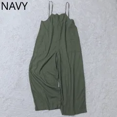 ネイビー　サロペット　リネン　カーキー色　オーバーオール　大人カジュアル　ゆったり　Lサイズ　春夏秋物