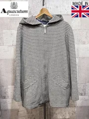 美品 英国製 アクアスキュータム ガンクラブチェック ウール フーディー XL メンズ Aquascutum パーカー ジャケット コート イングランド製