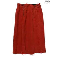 ヴィンテージレトロ古着Hollandフェイクスエード膝丈スカート赤オレンジ