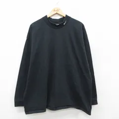 XL/古着 ナイキ NIKE 長袖 ビンテージ Tシャツ メンズ 00s ワンポイントロゴ 大きいサイズ コットン モックネック ハイネック 黒 ブラック 