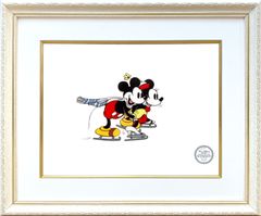 ディズニー セル画「氷上のミッキー&ミニー」展示用フック付 額縁カラー選択可 発送目安10～15営業日