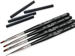 LULUGEL ジェルブラシ 4本セット ジェルネイル 筆 ネイル筆 ジェルネイル筆 キャップ付き ネイル用品 ネイルアート ネイルツール セルフネイル(ブラック， 4本セット)