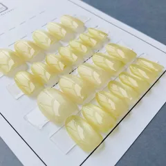 #42  12サイズ24枚 マグネットネイル シルキーイエロー チップ形状3種  付属品あり 現品 フルサイズ