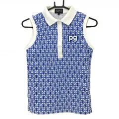 ★SALE価格★パーリーゲイツ ノースリーブポロシャツ ブルー×白 ウサギ総柄 レディース 0(S) ゴルフウェア PEARLY GATES