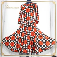 社交ダンス 衣装 スタンダード セットアップ ツーピース レッスンウェア 練習着 ダンスパーティー レディース Leirena レイリーナ ブラック系 黒 レッド系 ホワイト系 赤 白 水玉 ドット 花柄 レトロ デザイン モダン おしゃれ カジュアル フェス