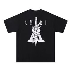 【関税込み】AMIRI ブラック MA ベビーTシャツ 国内正規 AMIRI BLACK EMBROIDERED T-SHIRT ギター 刺繍 クルー