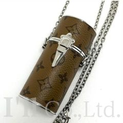 値下げ！Louis Vuitton　ルイ・ヴィトン　リップスティックケース　MP2407　モノグラムリバース　メタル　ブラウン　シルバー　ブランド小物　ファッション小物　アクセサリー　リップケース 　口紅ケース　小物入れ　ネックストラップ【中古】【60347】