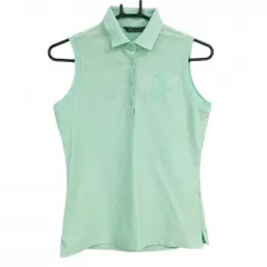 【超美品】アディダス ノースリーブポロシャツ ライトグリーン ボーダー織生地 襟ロゴ レディース M ゴルフウェア adidas