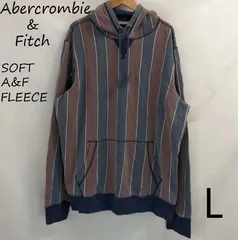 アバクロンビーアンドフィッチ パーカー サイズL グレー 茶 ストライプ メンズ アバクロ