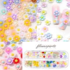 小さめ フラワー デコパーツ 貼り付け ミニ 封入 パーツ デコ レジン ネイル 花 春 1セット12種類入り 1個 rp-399 GreenRoseYumi