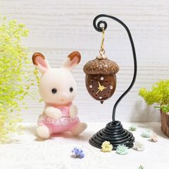 どんぐり時計　2wayタイプ　ミニチュア　シルバニア　ドールハウスにも