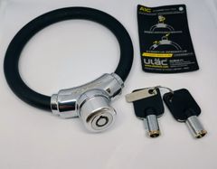ULAC自転車 鍵 ケーブルロック u字ロック 亜鉛合金 クロスバイク ワイヤーロック バイク ユニーク鍵2本 太さ12㎜ 高切断対抗 盗難防止 頑丈（ブラック）