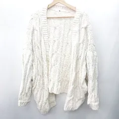 ◇ ⊇ GYDA オーバーサイズ 長袖 ケーブルニットカーディガン サイズF ホワイト レディース E  【1409100046205】
