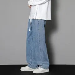 ワイドパンツ デニムパンツ メンズ  バギー デニム パンツ ジーンズ ジーパン ズボン ボトムス シンプル カジュアルqcwss06