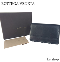 BOTTEGA VENETA ボッテガヴェネタ 三つ折り財布 イントレチャート レザー  ブラック 中古