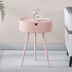 サイドテーブル シンプル 三脚 おしゃれ 円形 大きな収納スぺ－ス付き 傷防止 安定 ピンク カラーバリエーション リビング ダイニング 寝室 ソファ脇 玄関