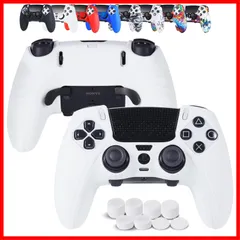 PS5 PS5 + コントローラー カバー Edgeコントローラー カバー、人間工学に基づいた、シリコーン保護、無料の8ボタンキャップ、オリジナルの充電器で充電できます、滑り止めデザイン、両面印刷パターン JYXETOV
