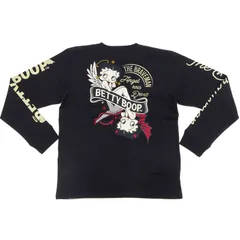ベティ・ブープ  BETTY BOOP ブレイブマン 長袖Tシャツ エンジェル&デビル ベティちゃん カスタム刺繍 ロンT BBB-2342 ブラック 
