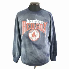 レア！USA製★ロゴセブン/LOGO7★MLB/Red Sox/ボストンレッドソックス/デカプリント/トレーナー【メンズL/紺】裏起毛◆BC562<sale>