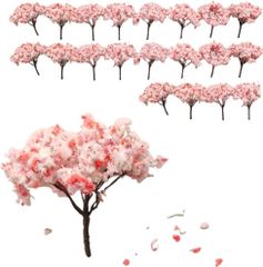 桜 樹木 ジオラマ 20本セット 模型 65mm プラモデル ミニチュア 鉄道模型 桜の木 桜の花 ピンク たっぷり ふんわり ボリューム