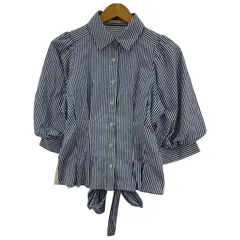 WILLSELECTION ウィルセレクション バックレース ストライプブラウス sizeM/ブルー×ホワイト