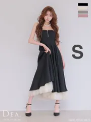 S ブラック  [DE3469-B-2507] 【DEA. by ROBE de FLEURS/ディアバイローブドフルール】チュール/ レイヤード/ センタージップ/ フレア/ ミディアムドレス/ キャバドレス long
