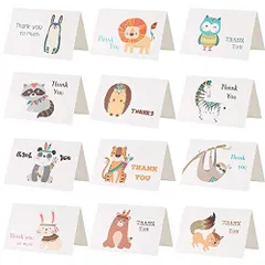 動物 Kesote メッセージカード 感謝カード 24枚 感謝祭 感謝の日 ありがとう 動物 インディアン 封筒付き 封筒テープ付き