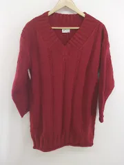 ◇ emi+ エミプラス Vネック 長袖 ニット セーター レッド系 レディース E  【1303140027371】